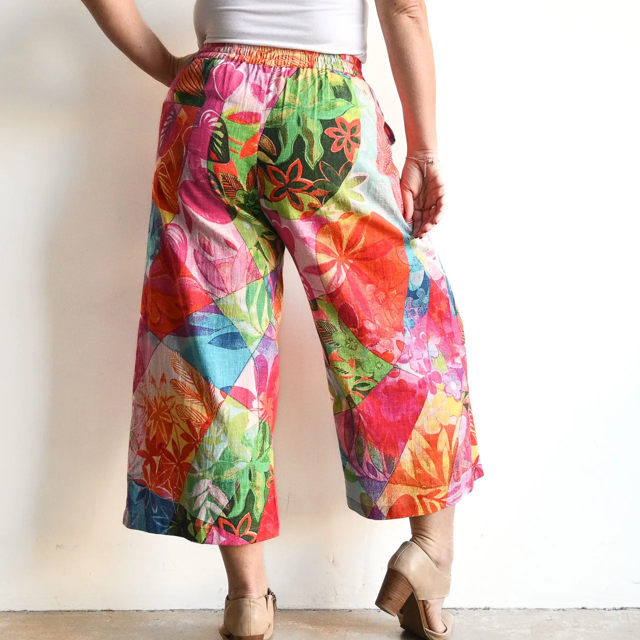 Wide Leg Summer Pant in Organic Cotton by Orientique - Jozani - 3618