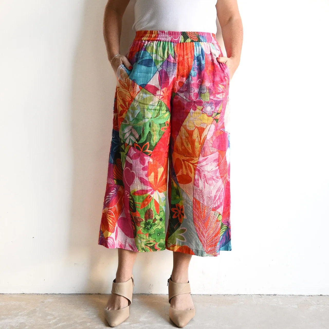 Wide Leg Summer Pant in Organic Cotton by Orientique - Jozani - 3618