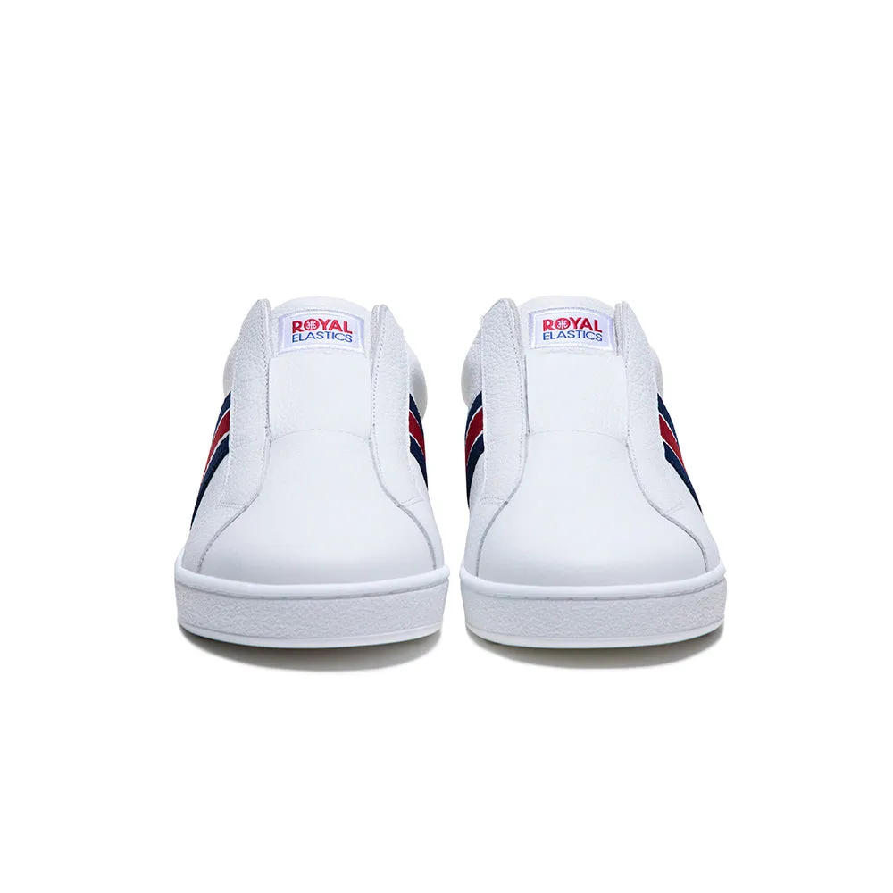 Women's Bishop White Red Blue Leather Sneakers 91722-015