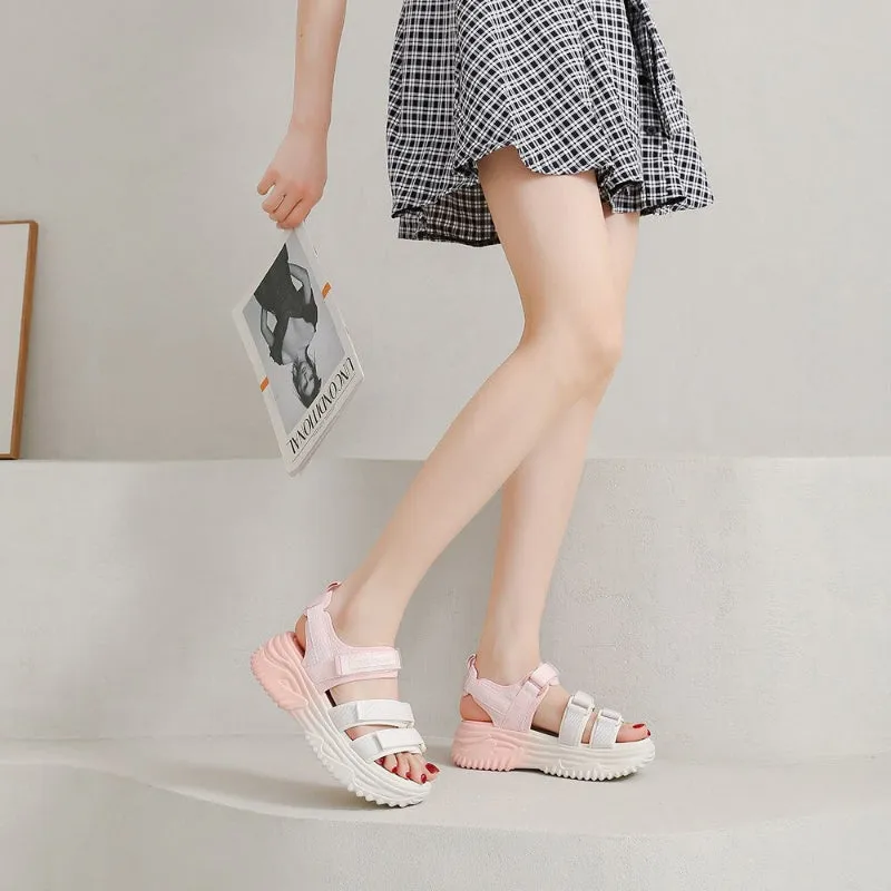 Women‘s Ombre Summer Platform with Velcro Straps Sandals