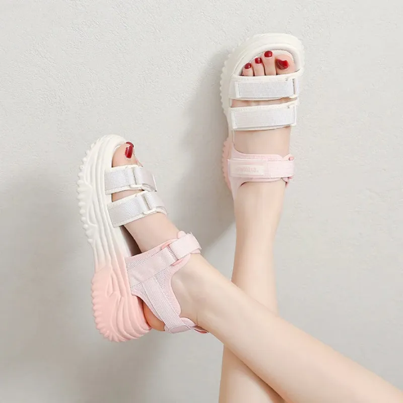 Women‘s Ombre Summer Platform with Velcro Straps Sandals