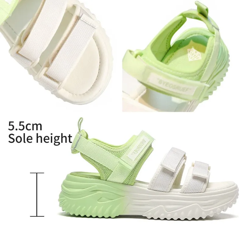 Women‘s Ombre Summer Platform with Velcro Straps Sandals