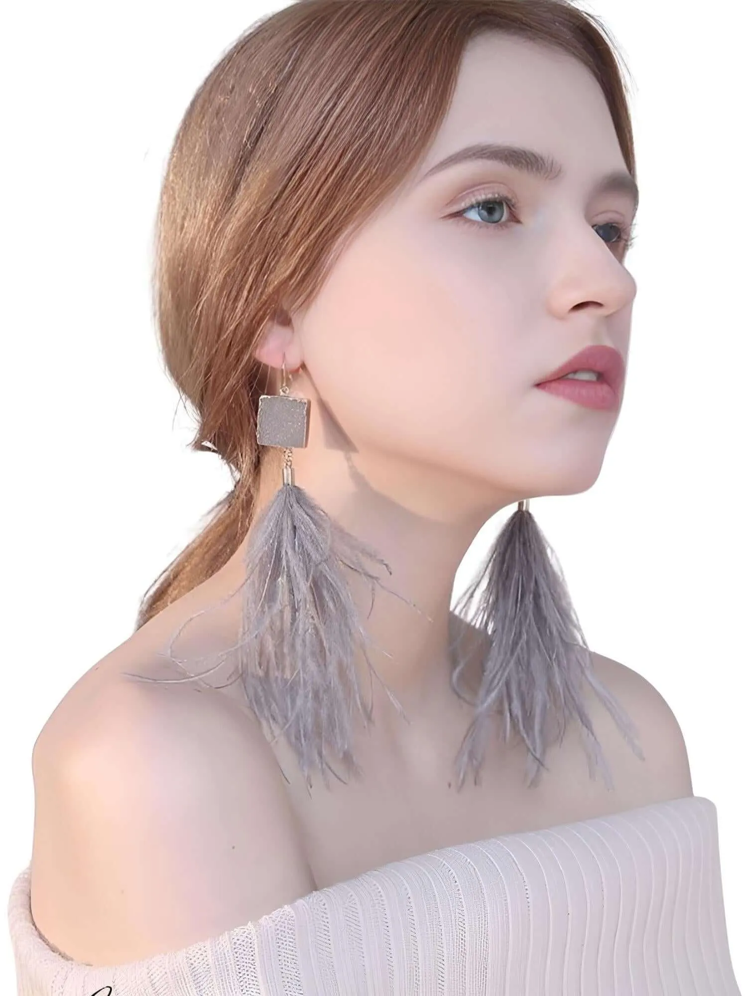 Women's Ostrich Feather Earrings