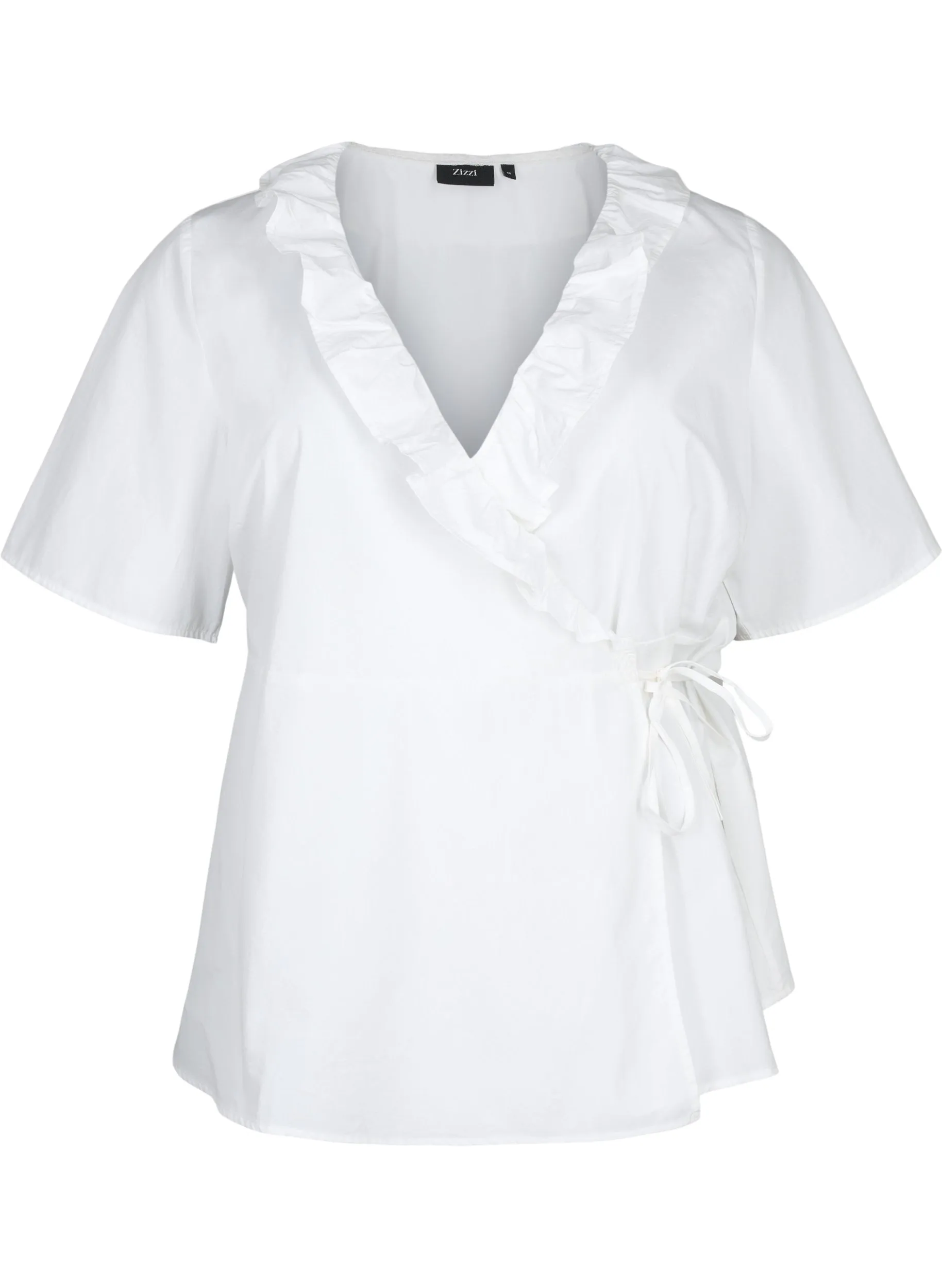 Zizzi Lola Wrap Blouse in White